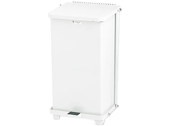 White square steel step can with biohazard label, 12 gal