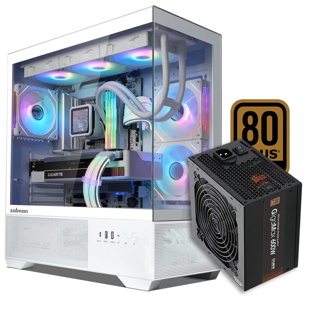 Zalman Zalman Chronix ATX PC Case White 3×120mm ARGB 600W 80+ Bronze — product photo