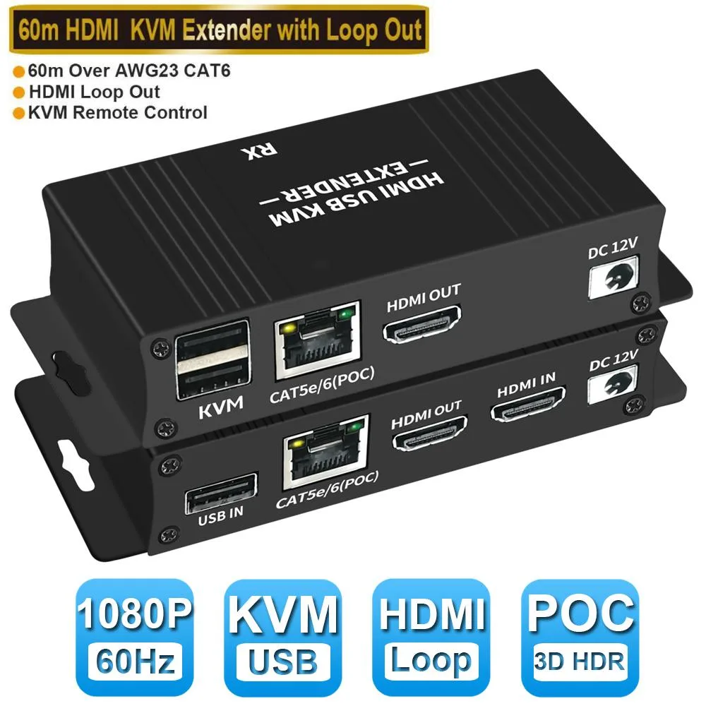 AUTYUE AUTYUE HDMI KVM Extender 60m 1080p PoC Loop Out — product photo