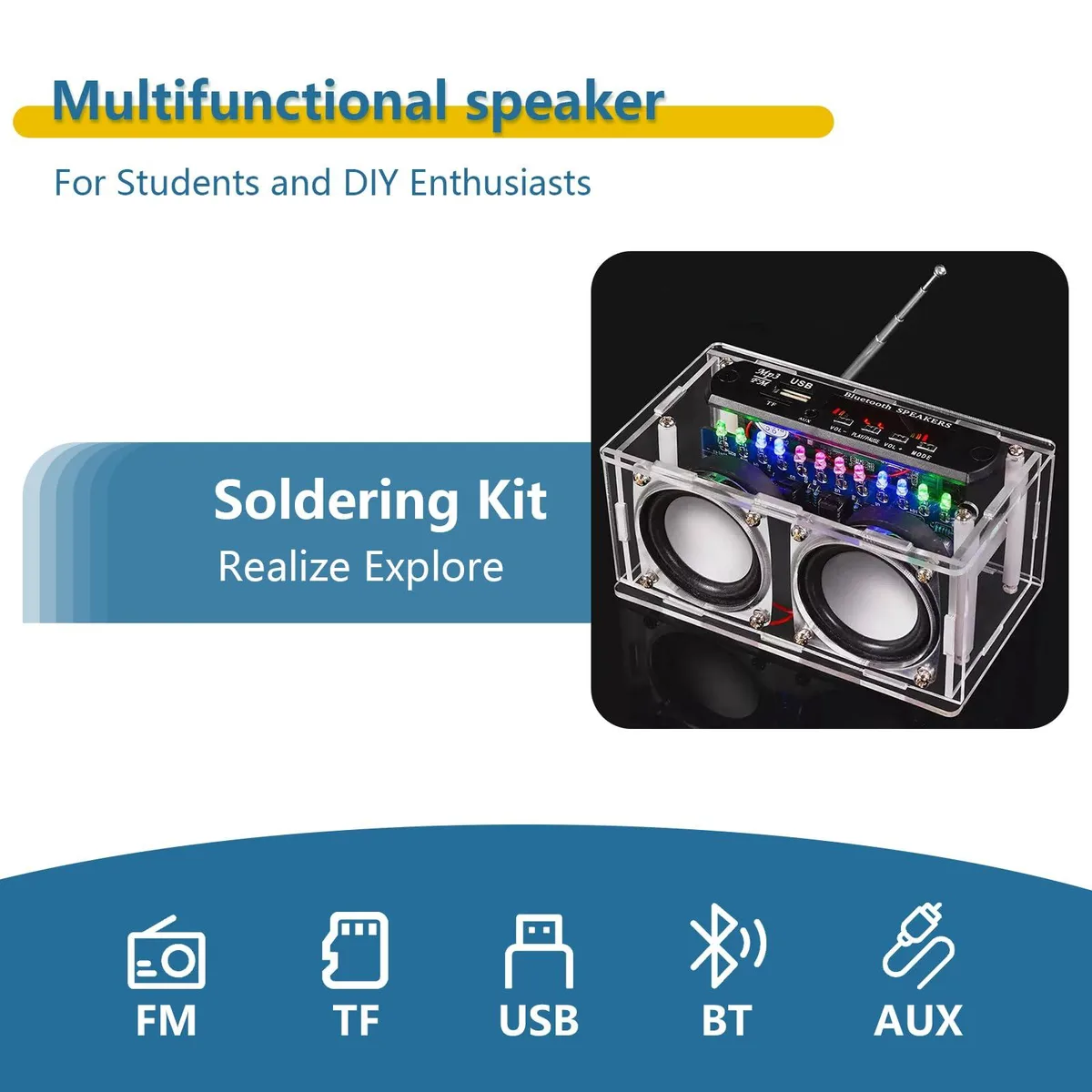  Voice-Activated Level Indicator Dual Channel Speaker Kit Transparent — product photo