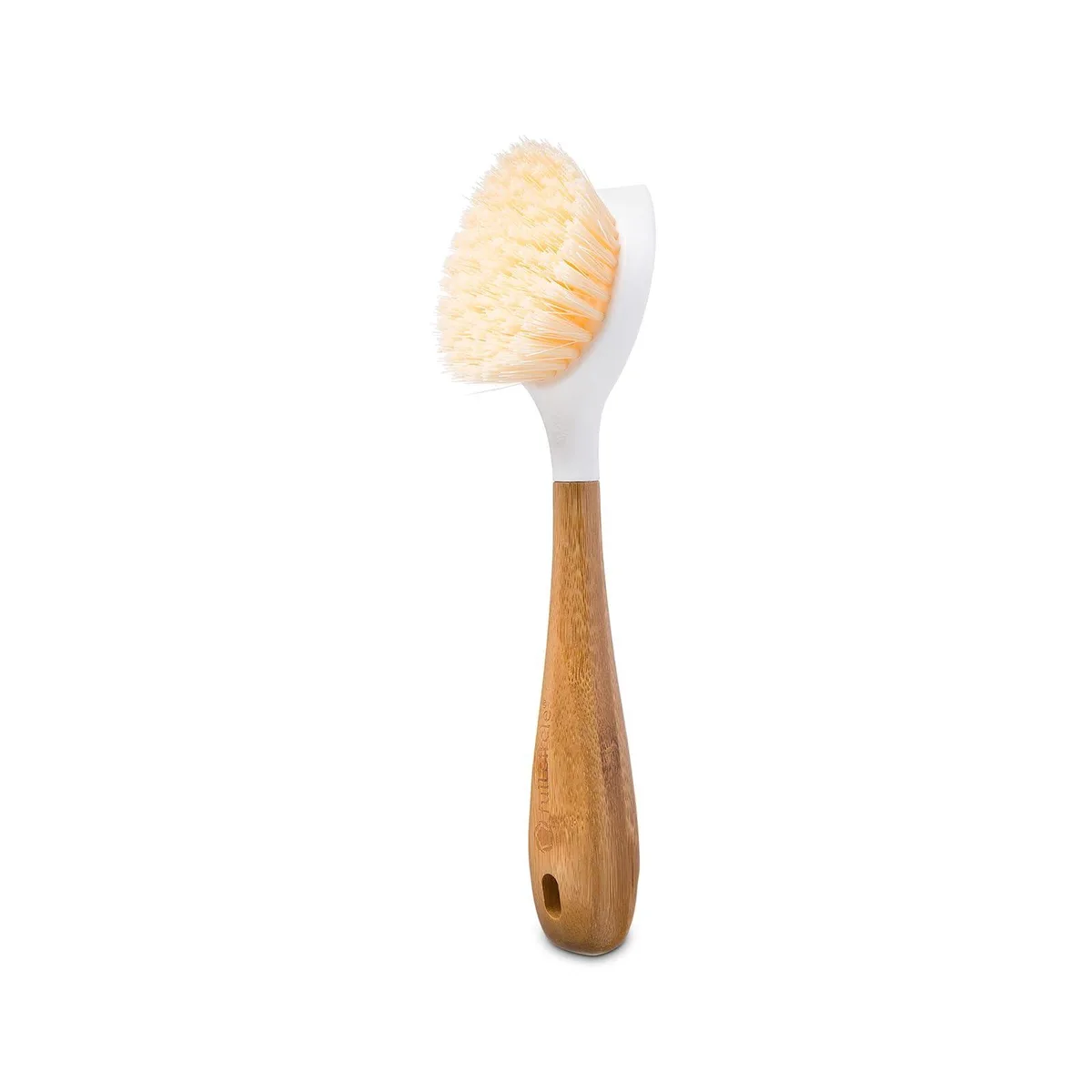 Bamboo handled dish brush off white bristles