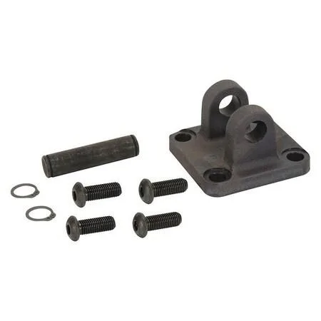 Aluminium clevis bracket, silver finish, two retaining rings and four screws included