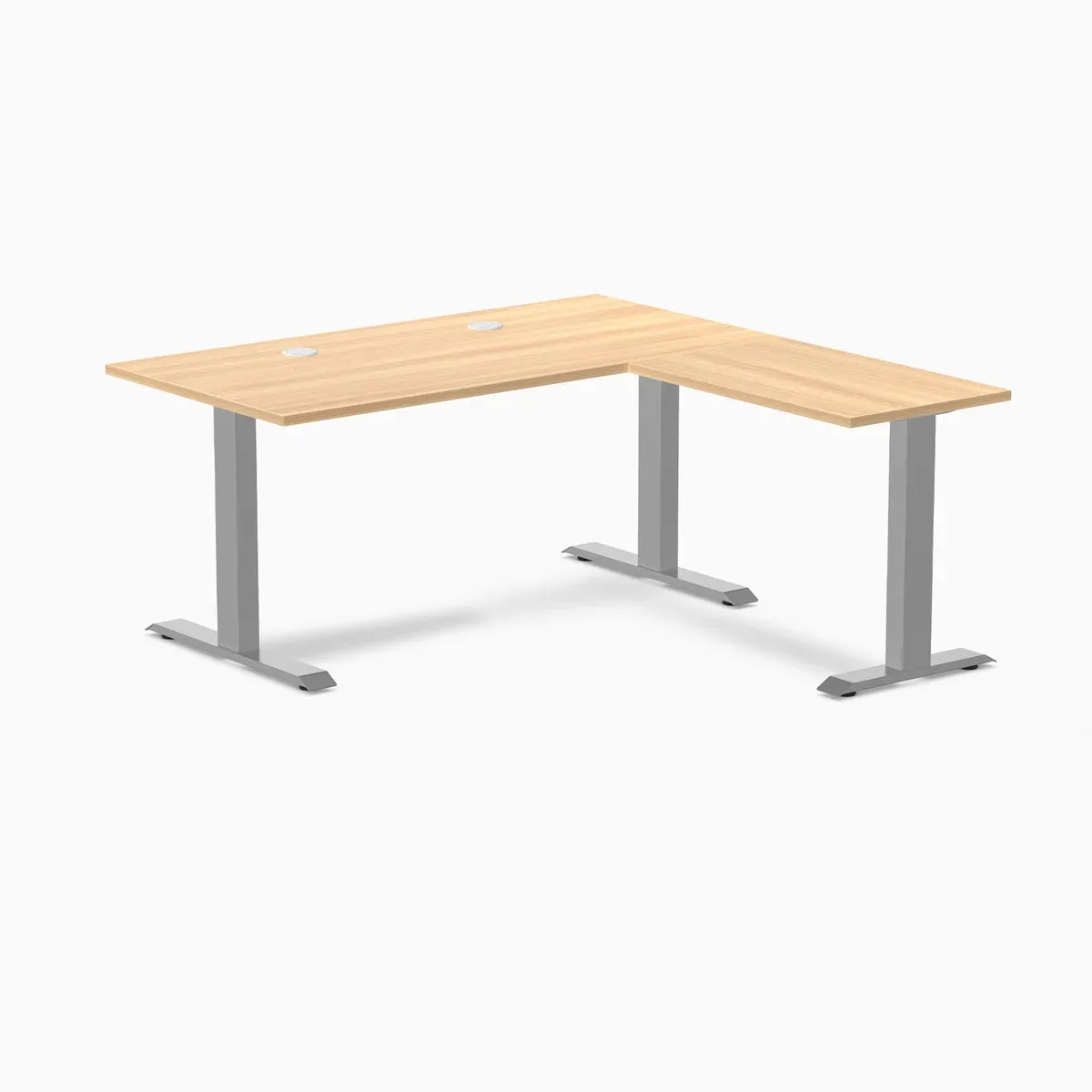 Desky Desky Zero Laminate L-Shape Office Desk Sublime Teak Grey 59 x 29.5 x 61 x 19.7 in with Grommets — product photo