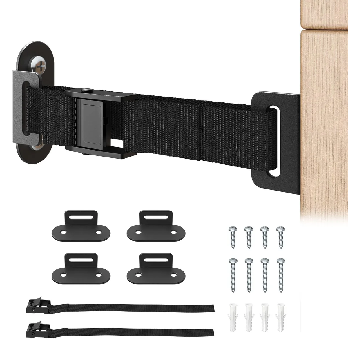 PUTORSEN PUTORSEN Anti-Tip Furniture Anchors 500LB Black 2-Set Kit — product photo