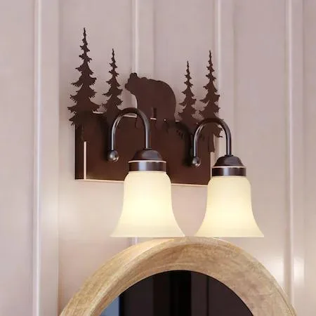 Vaxcel Vaxcel 55702 Bozeman 2 Light Bronze Rustic Bear Bathroom Vanity Fixture — product photo
