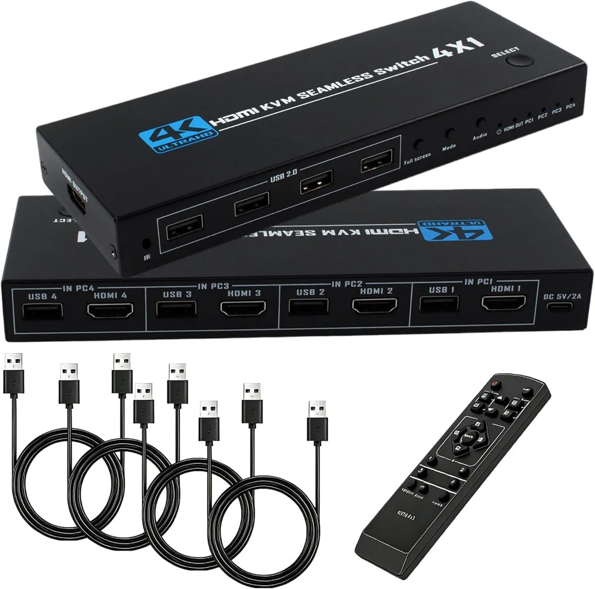 WRIARICH WRIARICH 4-Port HDMI KVM Switch 4K@30Hz with Remote — product photo