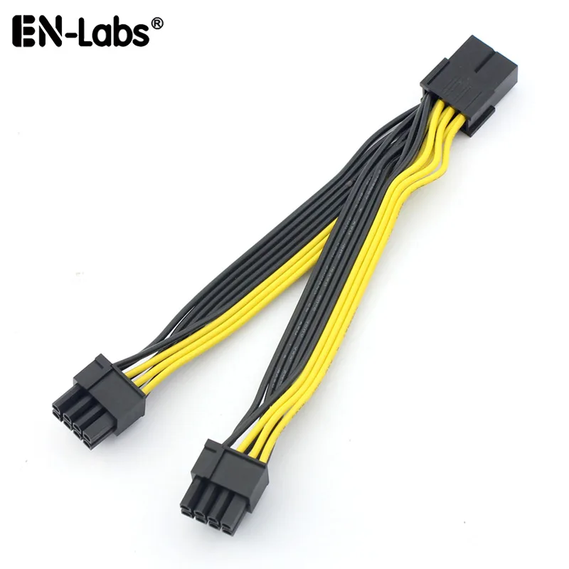 EN-Labs EN-Labs PCIE8-2XPCIE8-15CM 6 inch PCIe 8 pin to dual 8 pin power splitter cord — product photo