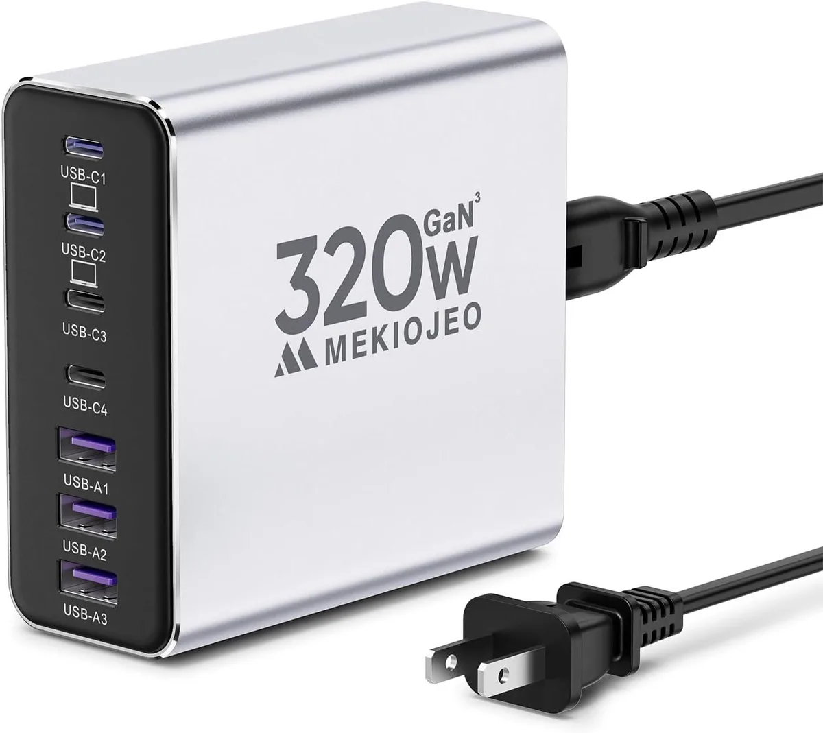 WUQ WUQ 320W 7-Port USB-C Charger Silver-4C3A — product photo