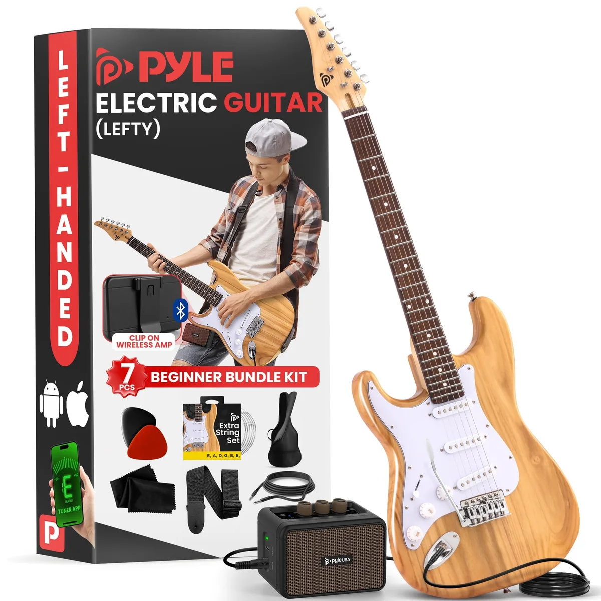 Pyle Pyle Left Handed Electric Guitar Kit 22 Frets Natural — product photo