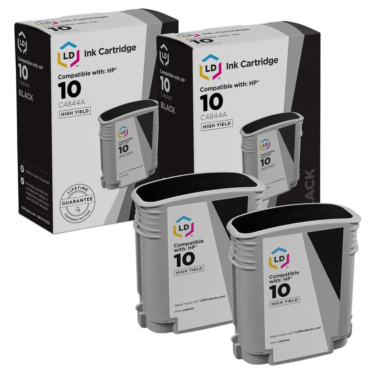 LD Products LD Products HP 10 C4844A High Yield Black Ink Cartridge 2-Pack 3700 Pages — product photo