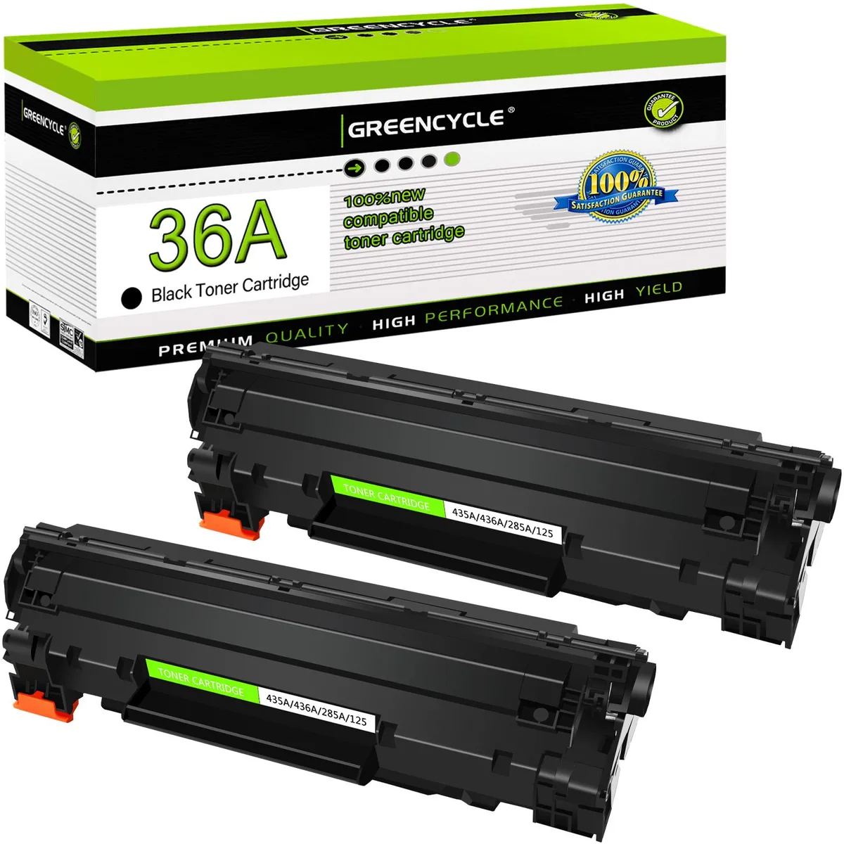 GREENCYCLE GREENCYCLE 36A CB436A Black Toner Cartridge 2-Pack 2000 Pages — product photo