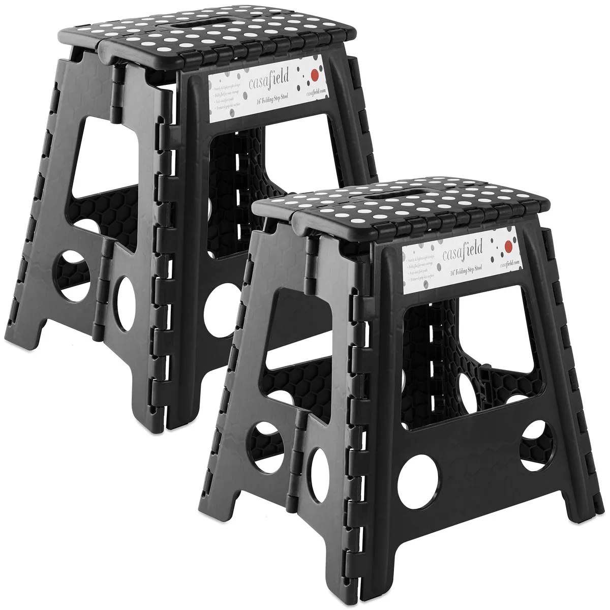 Casafield Casafield 16" Folding Step Stool with Handle (Set of 2), Black — product photo