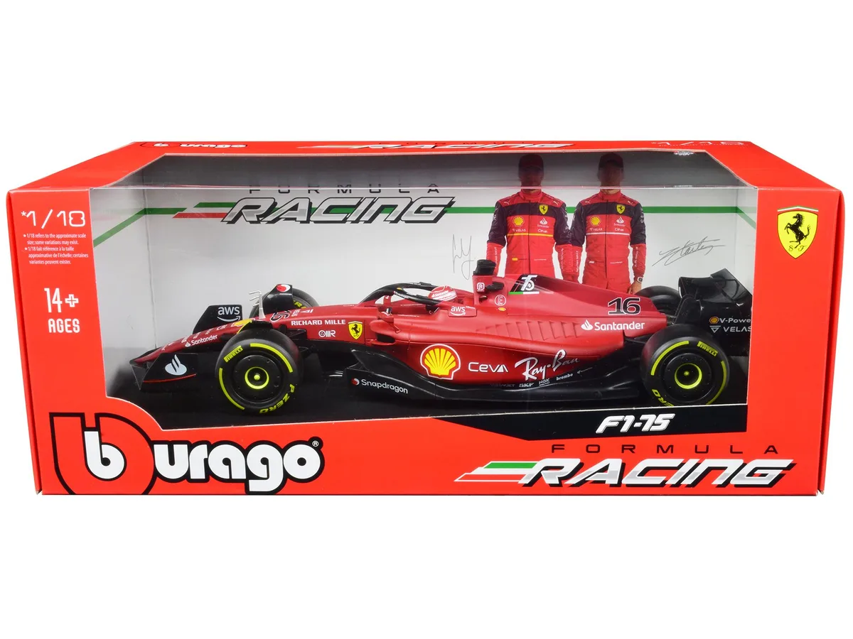 BBURAGO BBURAGO Ferrari F1-75 #16 Charles Leclerc 2022 1/18 Diecast Hobby Collectible — product photo