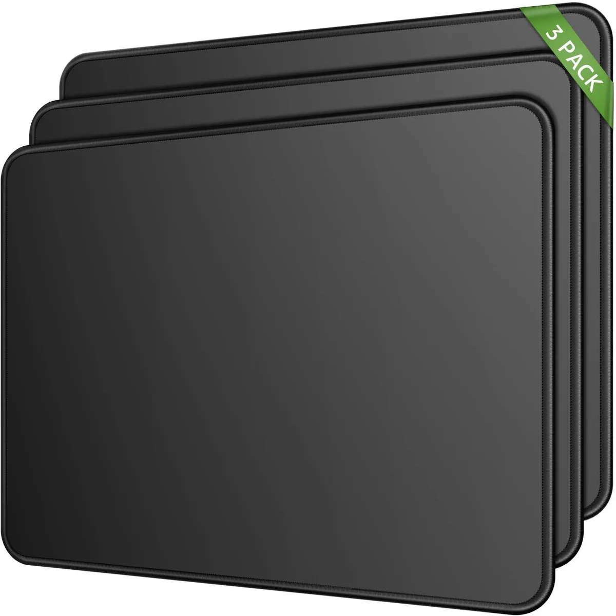 KEHIPI KEHIPI Mouse Pad 3 Pack 8.5 x 11 in 3mm Black Stitched Edges — product photo