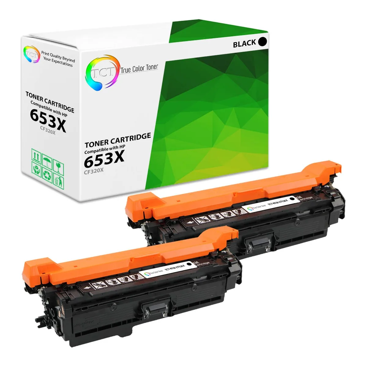 True Color Toner True Color Toner 653X Black Toner Cartridge 2 Pack CF320X 21000 Pages — product photo