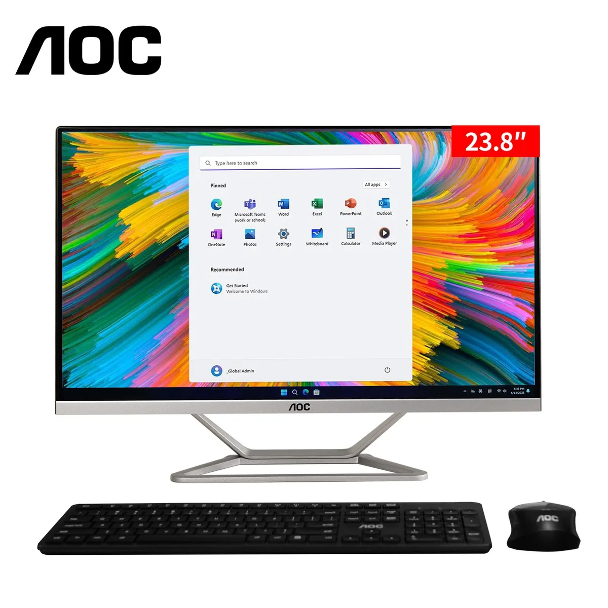 AOC Monitors AOC Monitors All-in-One Business Desktop 23.8" FHD AMD Ryzen 5 3500U 16GB DDR4 512GB Windows 11 Home Silver — product photo