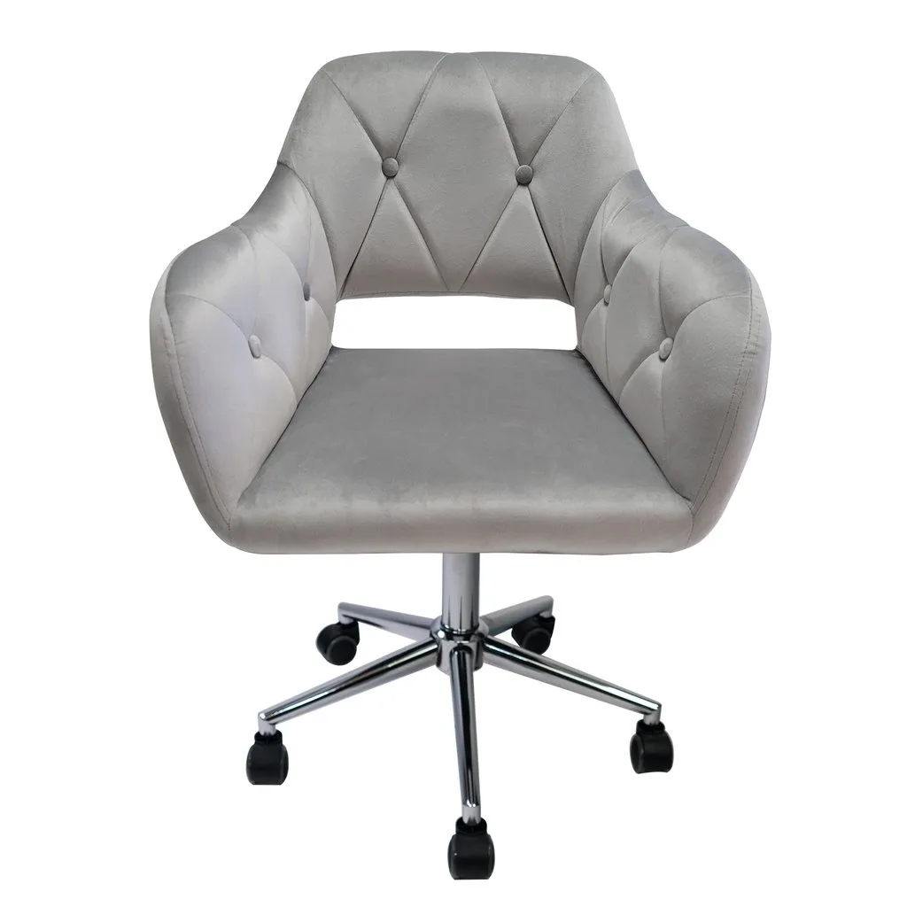 Impressions Vanity Company Impressions Vanity Brittney Tufted Vanity Chair Cool Grey Velvet — product photo