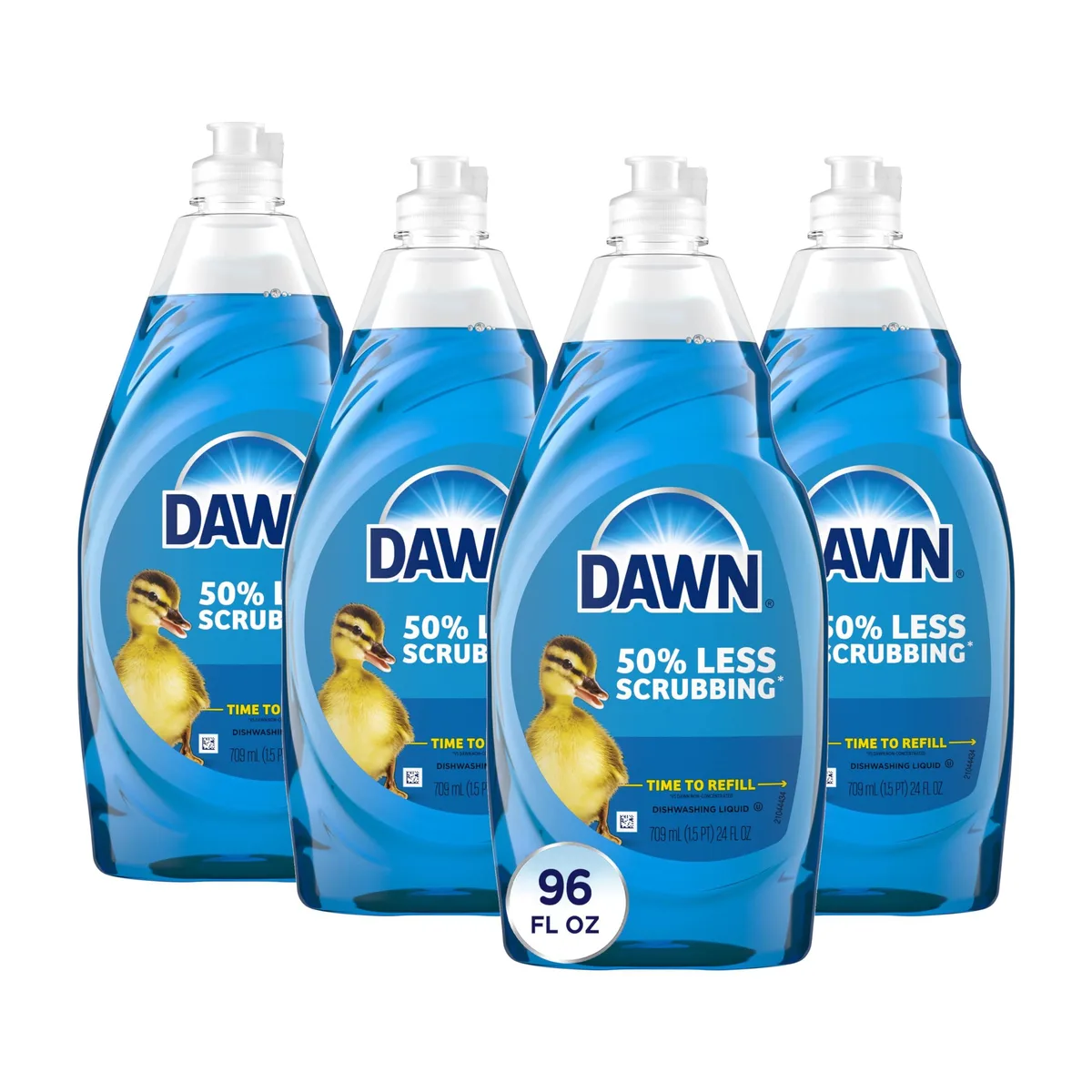 Four 24 fl oz bottles of Dawn Ultra dish soap liquid in a bundle