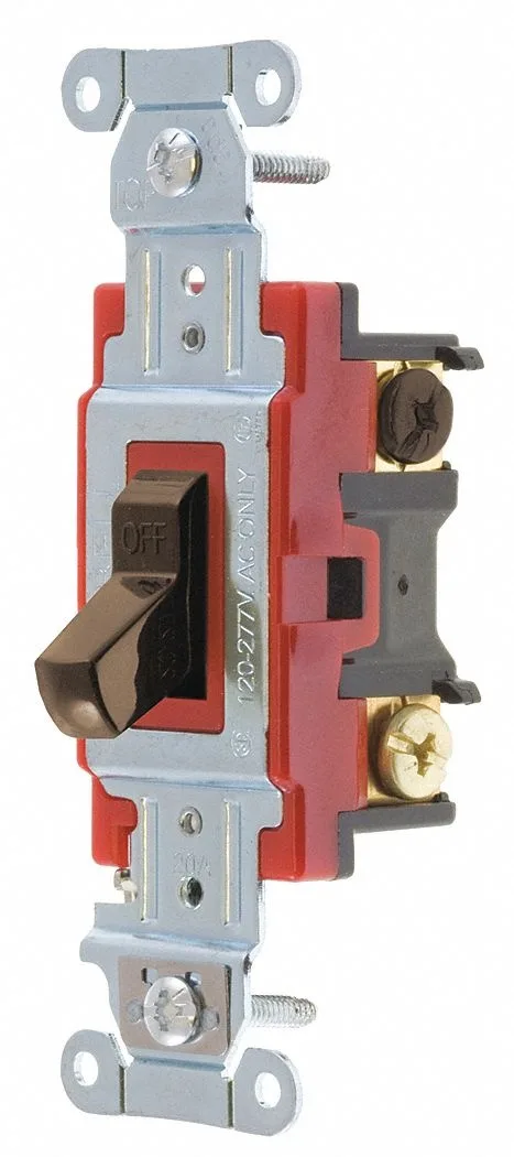 Brown toggle wall switch 20 A 4-way 1.7 in high
