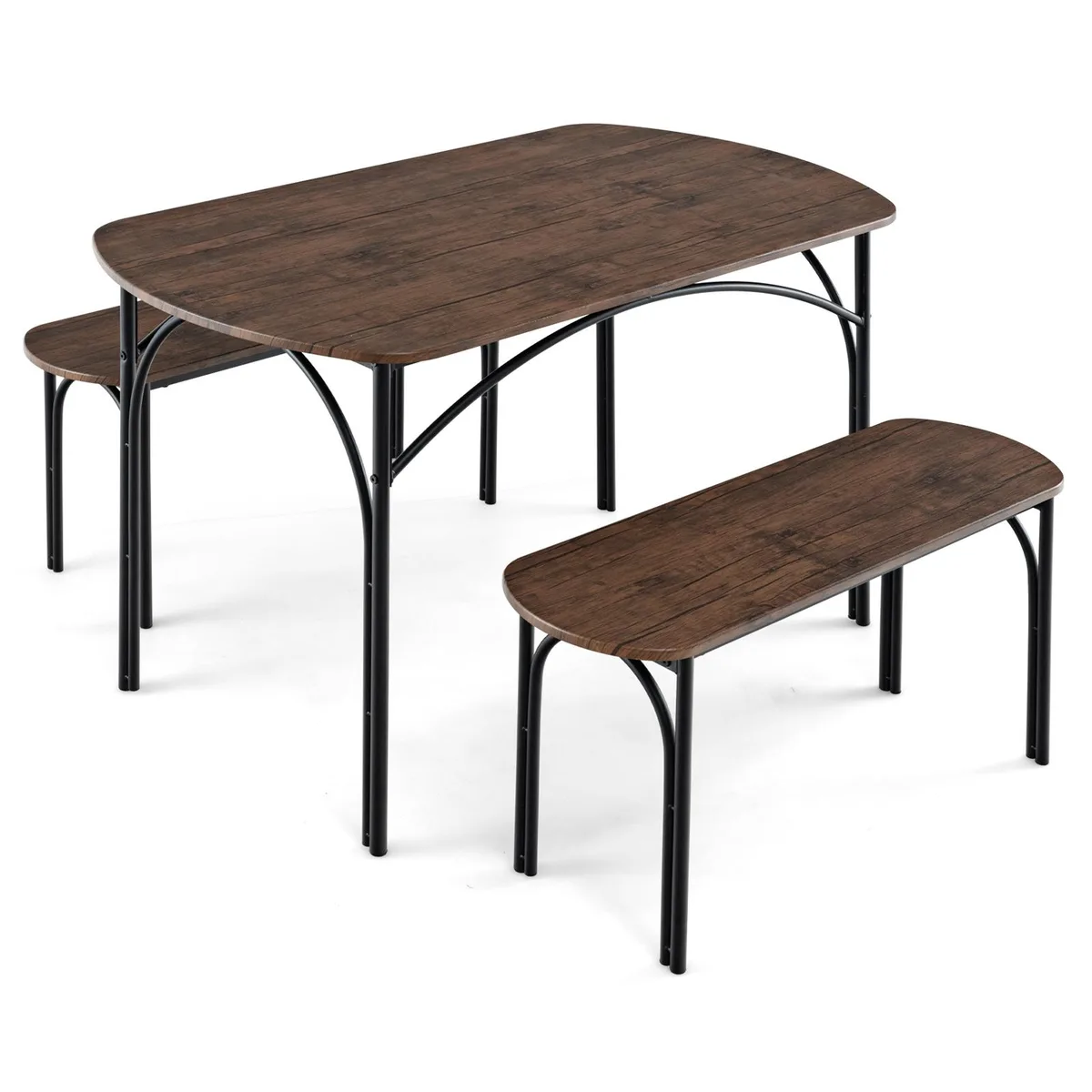 SlickBlue SlickBlue 3-Piece Dining Set Brown 48x28x30" Table 36x12x18" Benches — product photo