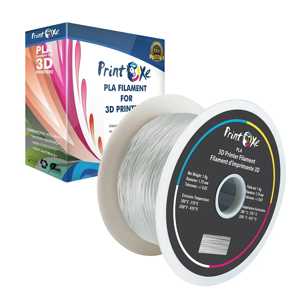 PrintOxe PrintOxe Translucent PLA Filament 1.75 mm 1 kg Clear +/- .03 mm — product photo