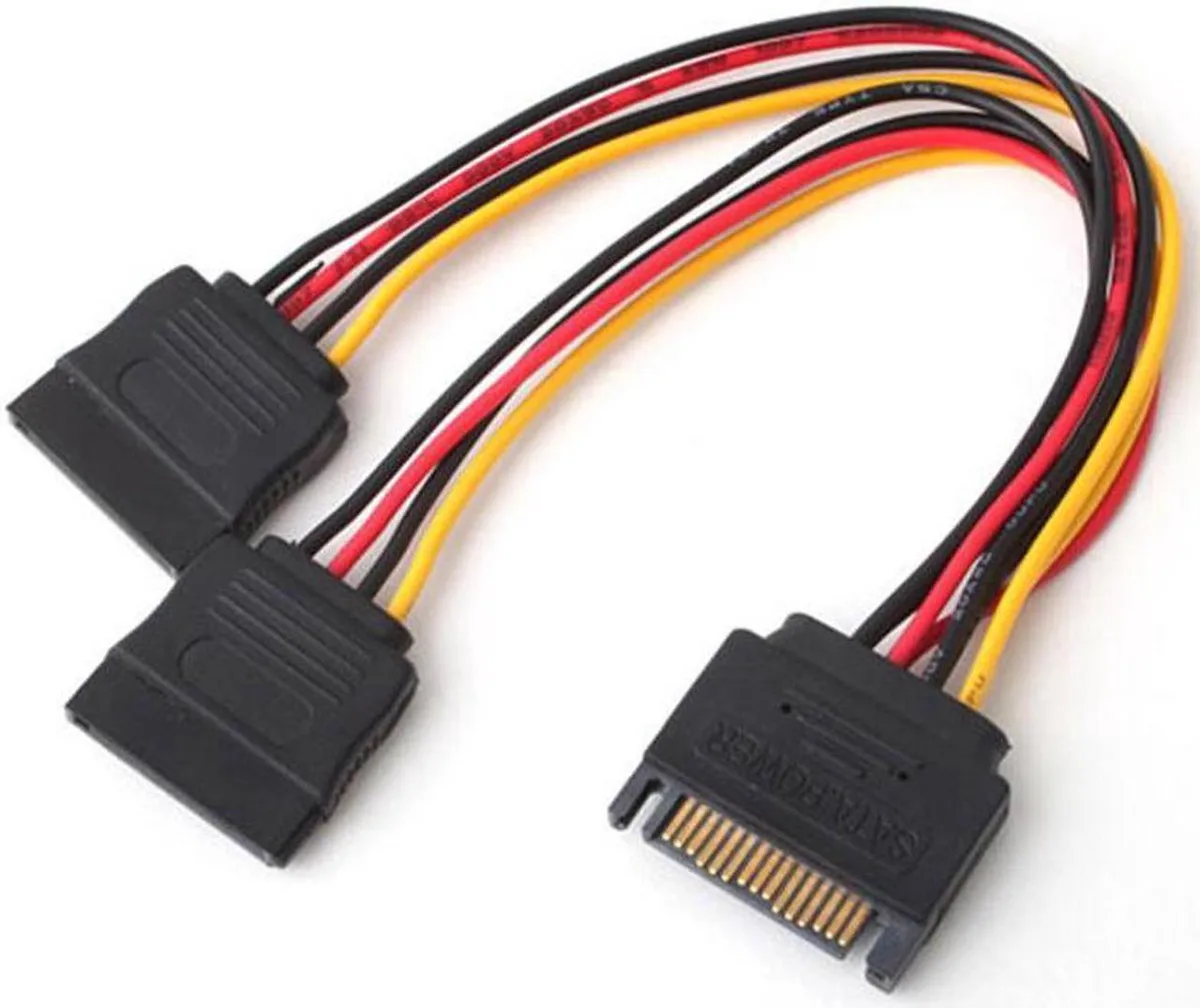 Aomoproing Aomoproing SATA 15-pin male to dual female power Y-splitter cable 7 inch — product photo