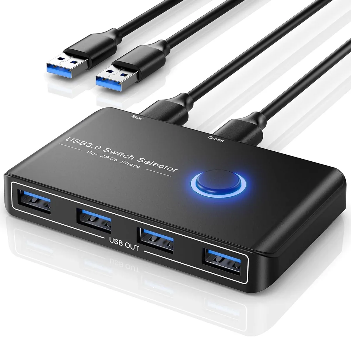 GCROWN GCROWN USB 3.0 Switch Selector 2 Computers 4 Ports 2 Pack Cables — product photo
