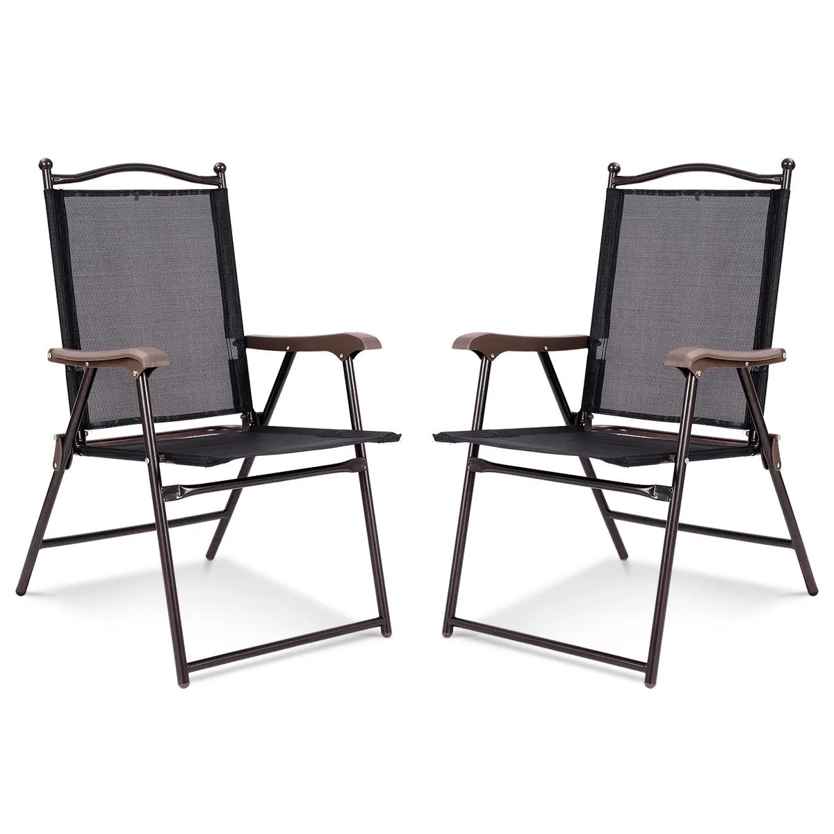 SlickBlue SlickBlue Set of 2 Patio Folding Sling Back Chairs Black — product photo