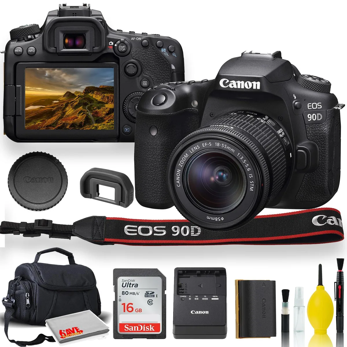 Canon International Canon EOS 90D DSLR Camera Starter Bundle With 18-55mm 18-135mm Lenses — product photo