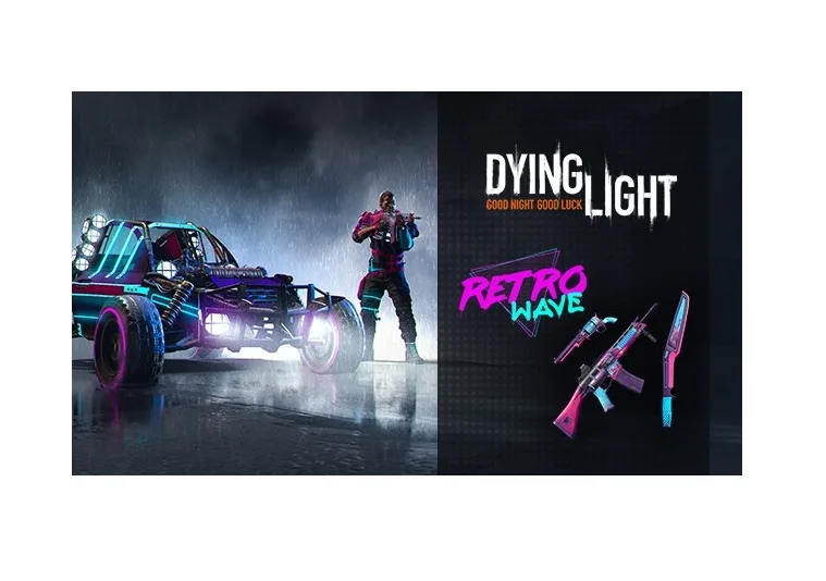 Digital game key artwork showing retro-futuristic outfit, buggy paint and electric weapons