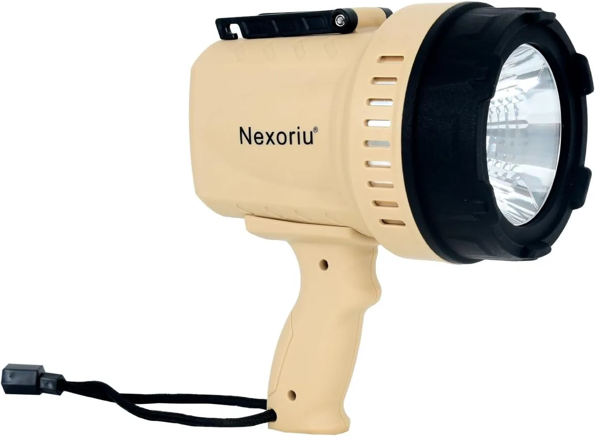 MAONO 10000LM rechargeable spotlight, IP66 waterproof, 14.8V battery, handheld design