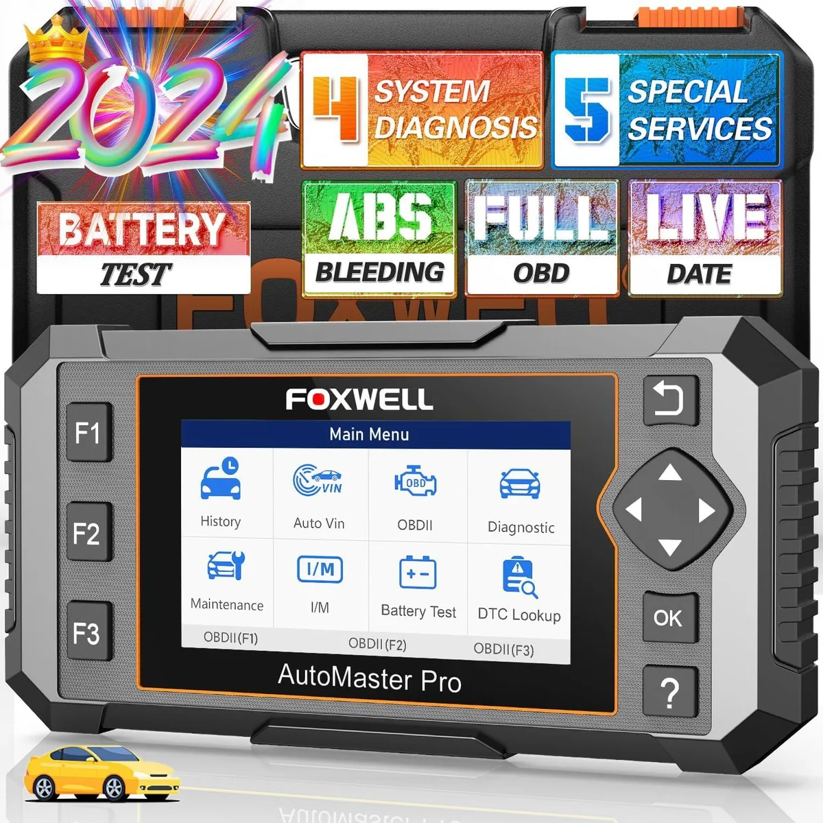 Handheld OBD2 scanner with colour screen and cable