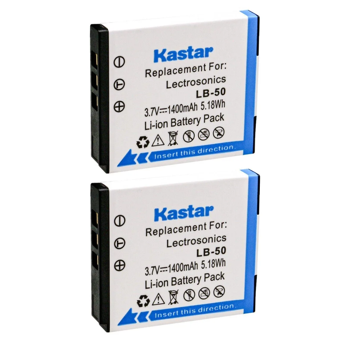 Kastar Kastar LB-50 2-pack 3.7V 1400mAh Li-Ion camera battery — product photo
