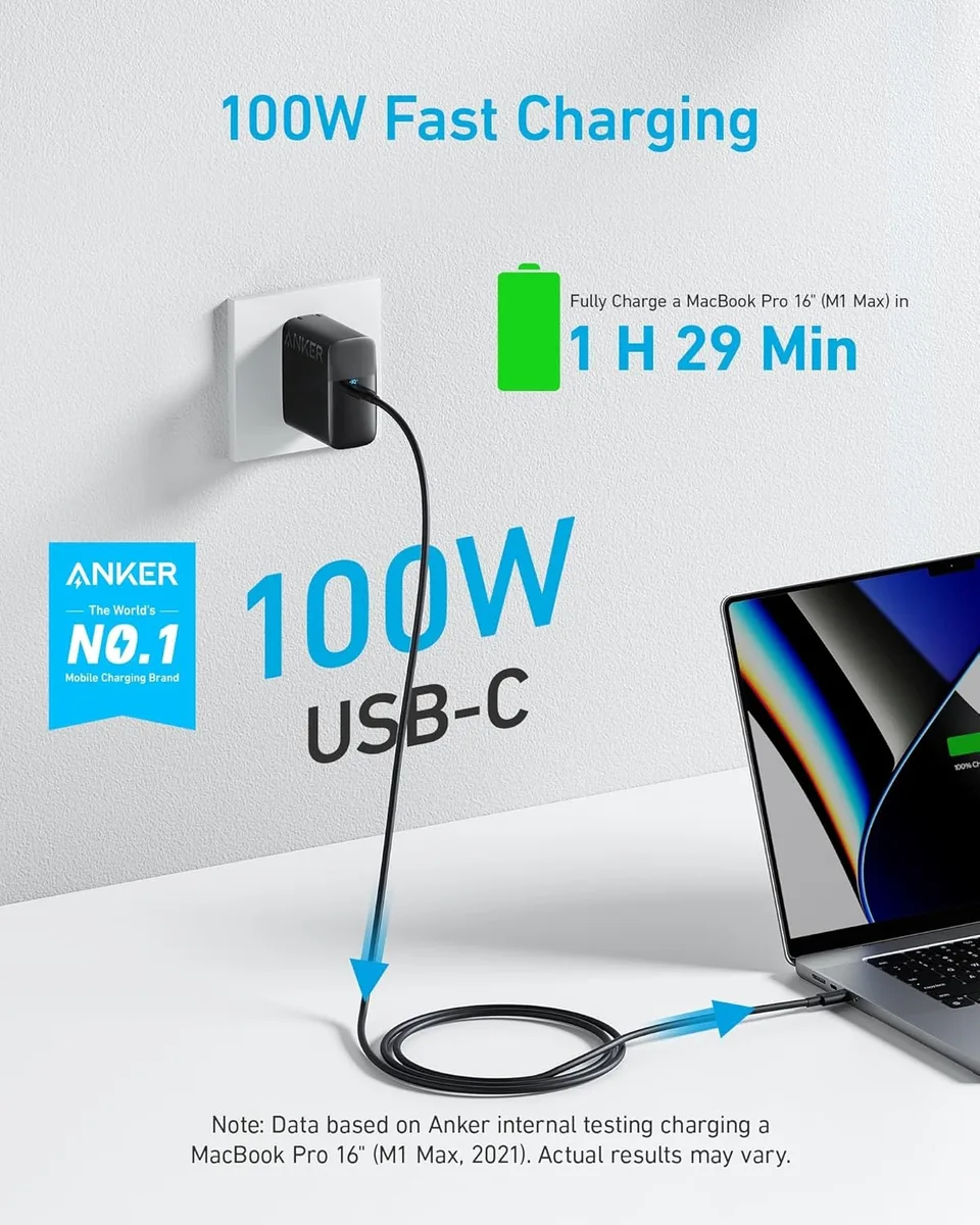 FLEANE FLEANE 317 100W USB-C charger with 1.5 m cable — product photo