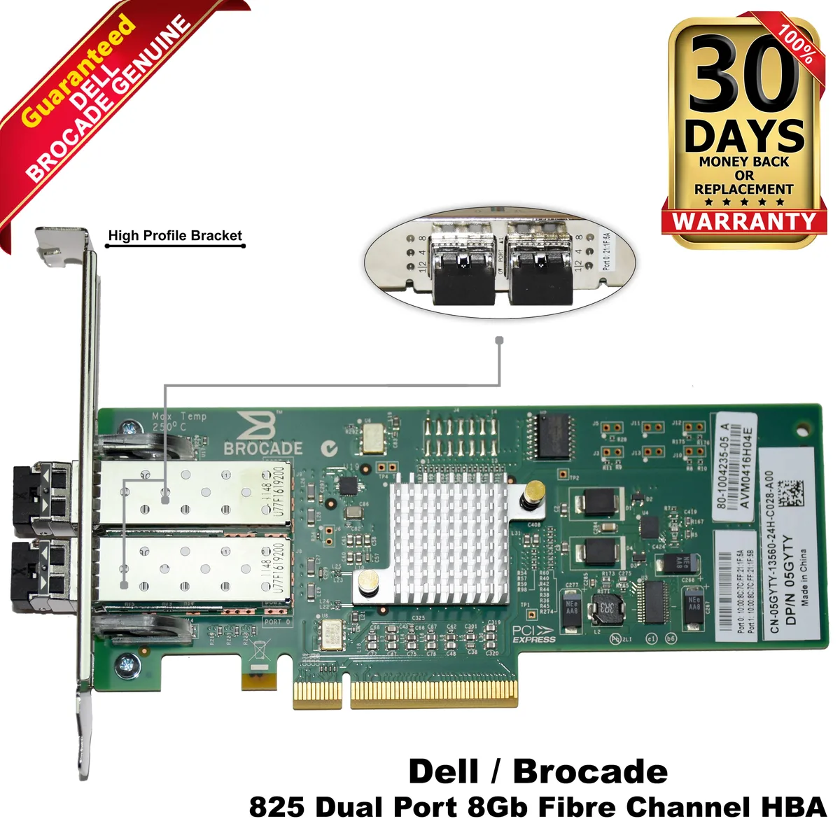 DELL DELL Brocade 825 8Gb Fibre Channel HBA Dual Port PCIe 2.0 x8 SFP+ 5GYTY — product photo