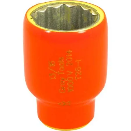 13/16 inch 12-point insulated socket with orange and yellow insulation layers