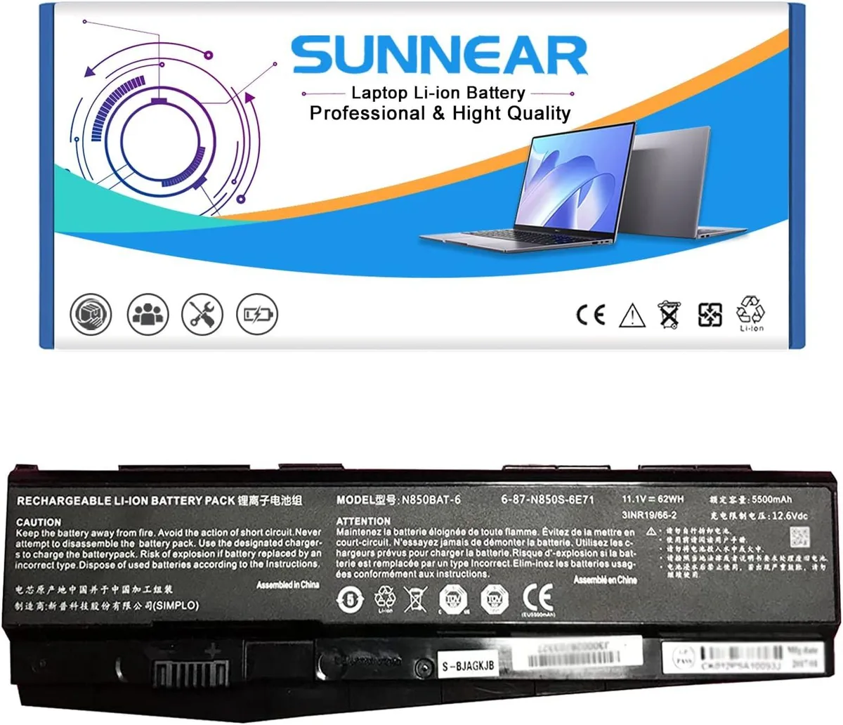 NShi NShi N850BAT-6 62Wh 11.1V 5500mAh laptop battery — product photo