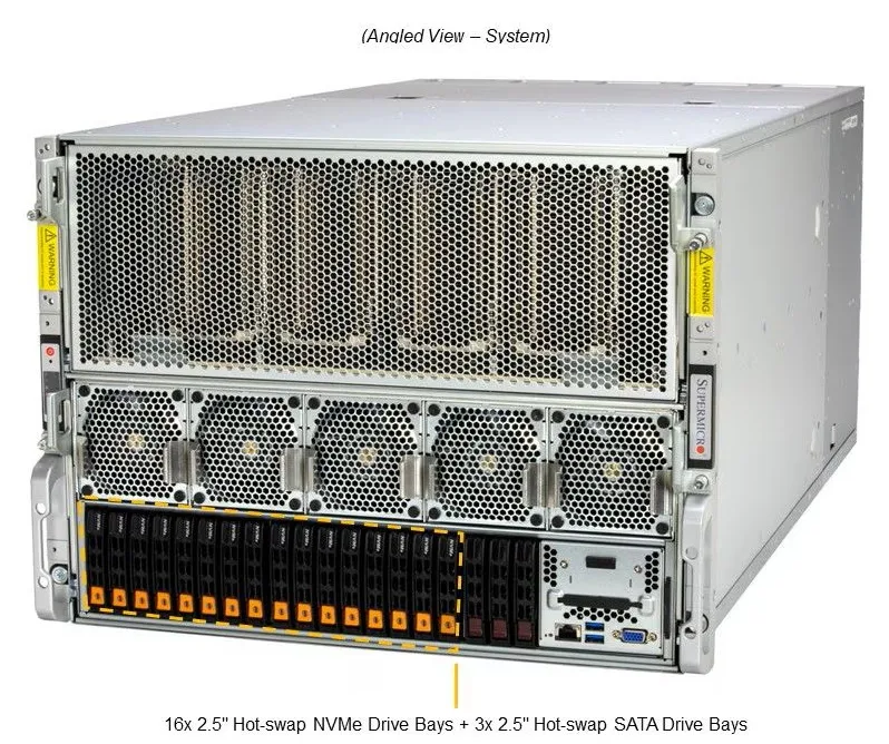 Supermicro Supermicro SYS-821GE-TNHR-G1 8U rack server, dual Xeon 8570 56-core, 3TB DDR5, 2x 960GB NVMe, 8x H200 GPU — product photo