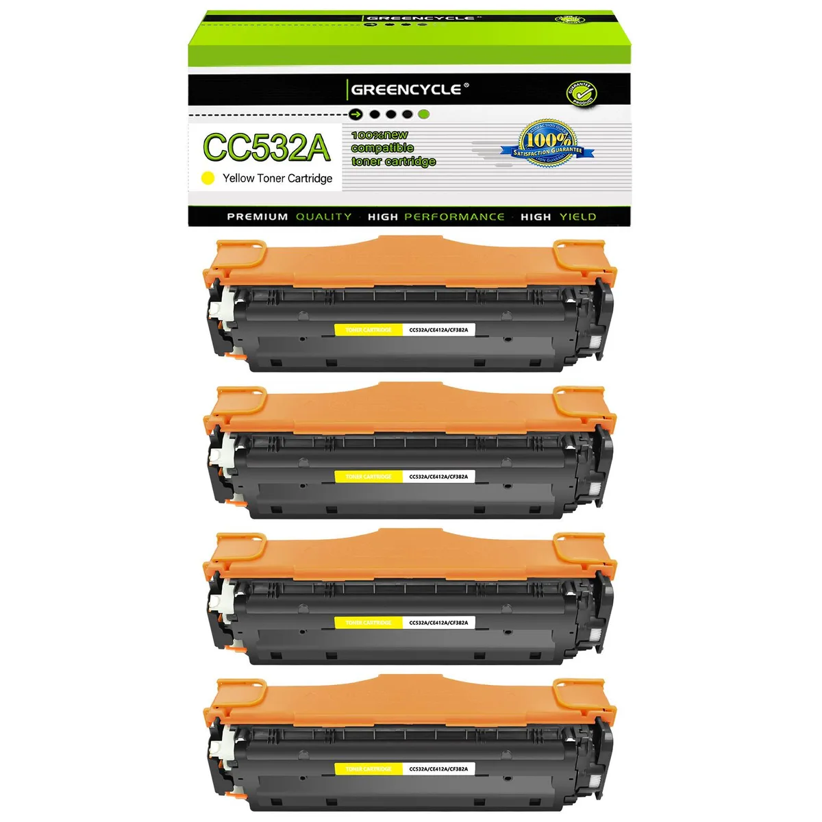 GREENCYCLE GREENCYCLE 4 Pack CC532A 304A Yellow Toner Cartridge — product photo