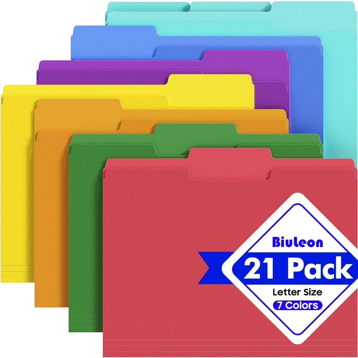  Pendaflex File Folders 21 Pack 8.5x11 1/3 Cut Tabs 7 Colors — product photo