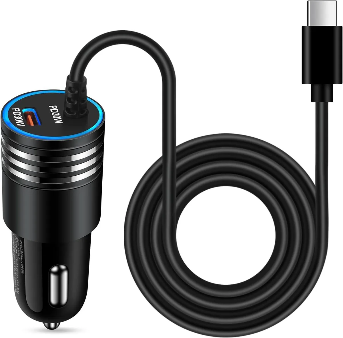 Hamzan Hamzan 60W Car Charger USB-C 30W Cable + 30W Port — product photo