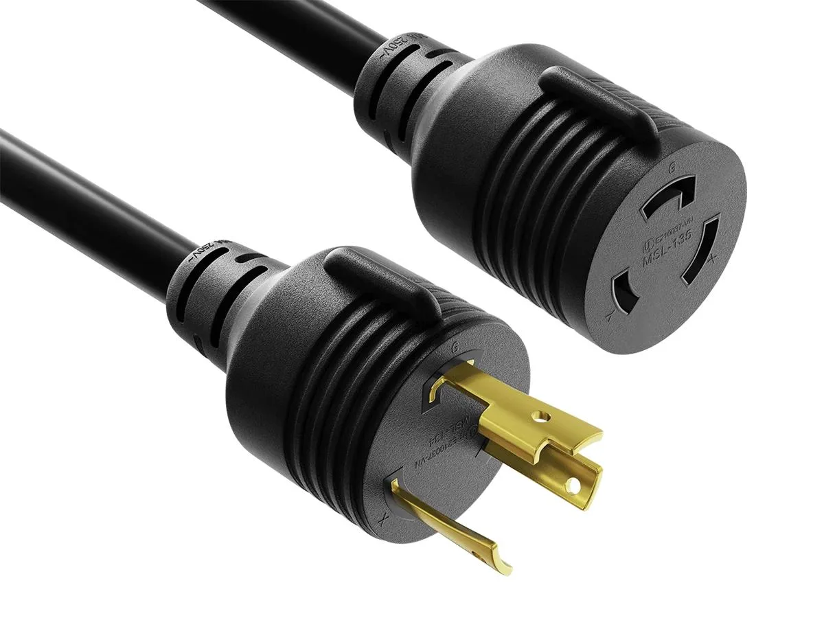 Cable Leader Cable Leader 15ft NEMA L6-30P to L6-30R Locking Power Cord 10 AWG 10A 125V Black — product photo