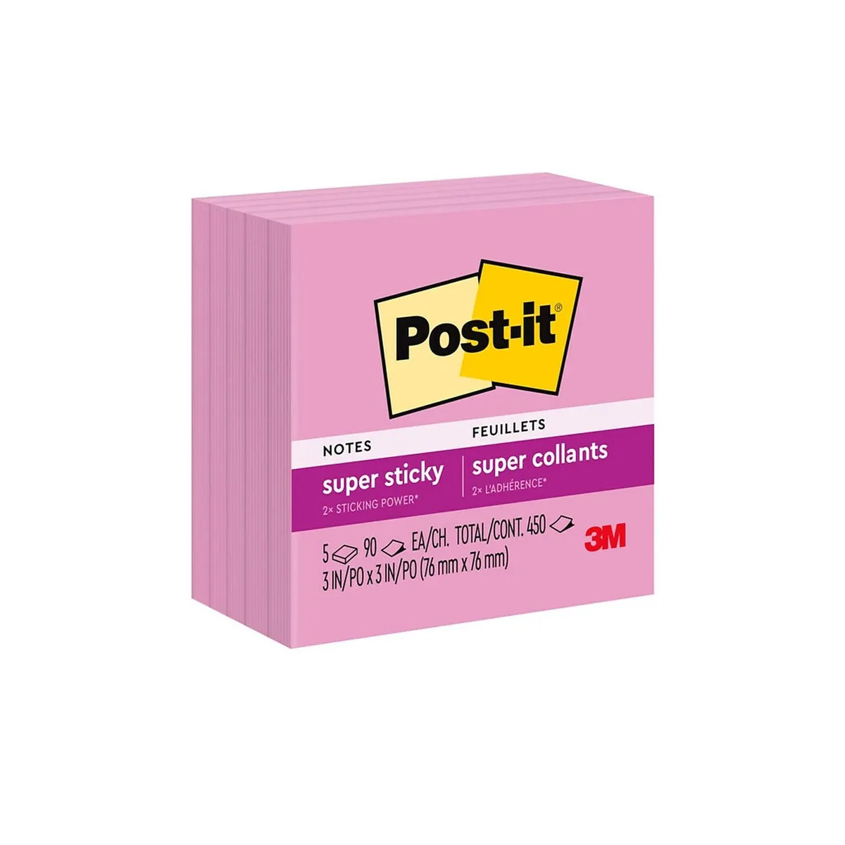 3M 3M Post-it Super Sticky Notes Neon Pink 90 Sheets/Pad 108638 — product photo