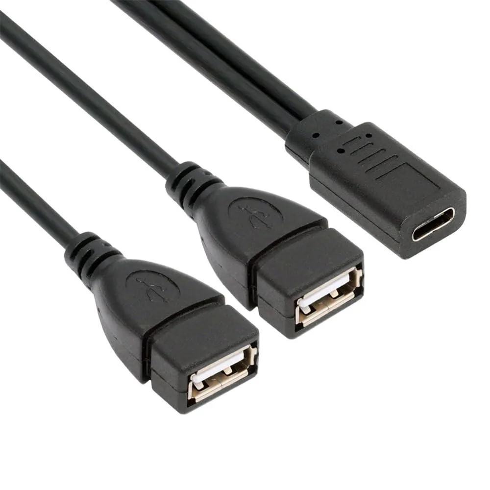 Fervit Fervit USB-C Female to Dual USB 2.0 Type-A Female Splitter Cable 30cm 32AWG — product photo