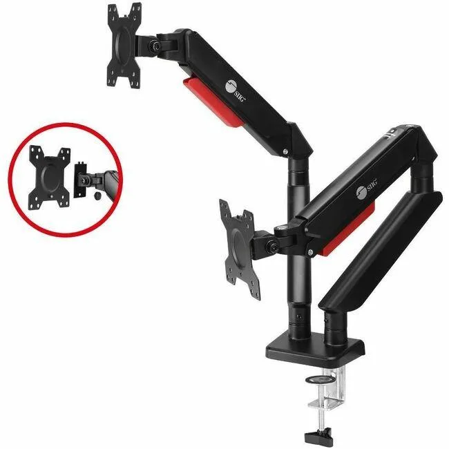 SIIG, Inc SIIG, Inc CE-MT3Y11-S1 dual monitor gas spring arm desk mount 13-32 22 lbs VESA 75/100mm — product photo