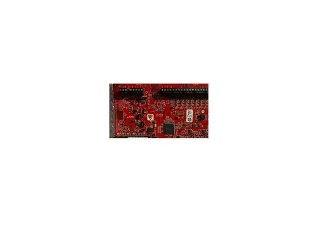 Rectangular green circuit board with terminal blocks and relay components