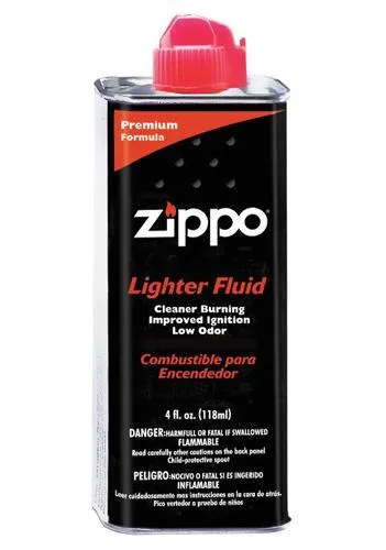 Twelve black 4 oz Zippo lighter fluid bottles in a set