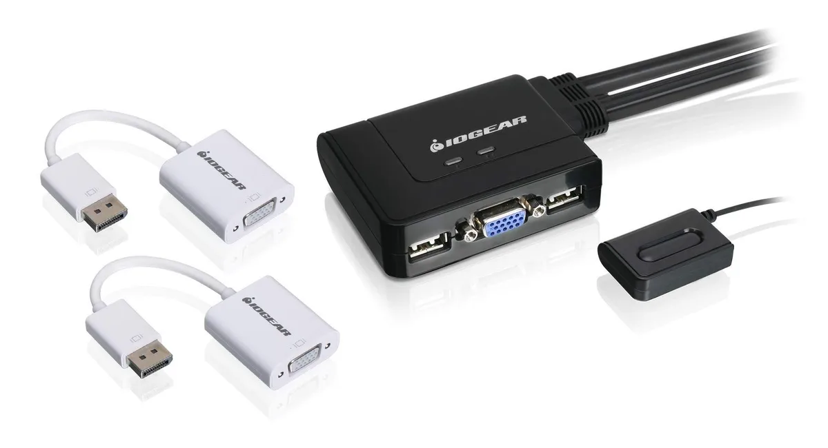 IOGEAR IOGEAR GCS22DPKIT 2-Port VGA DisplayPort KVM Switch Kit 2 in 1 accessory — product photo