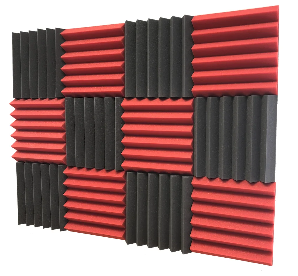 Soundproof Store Soundproof Store Red and Black Acoustic Wedge Tiles 12 pack — product photo
