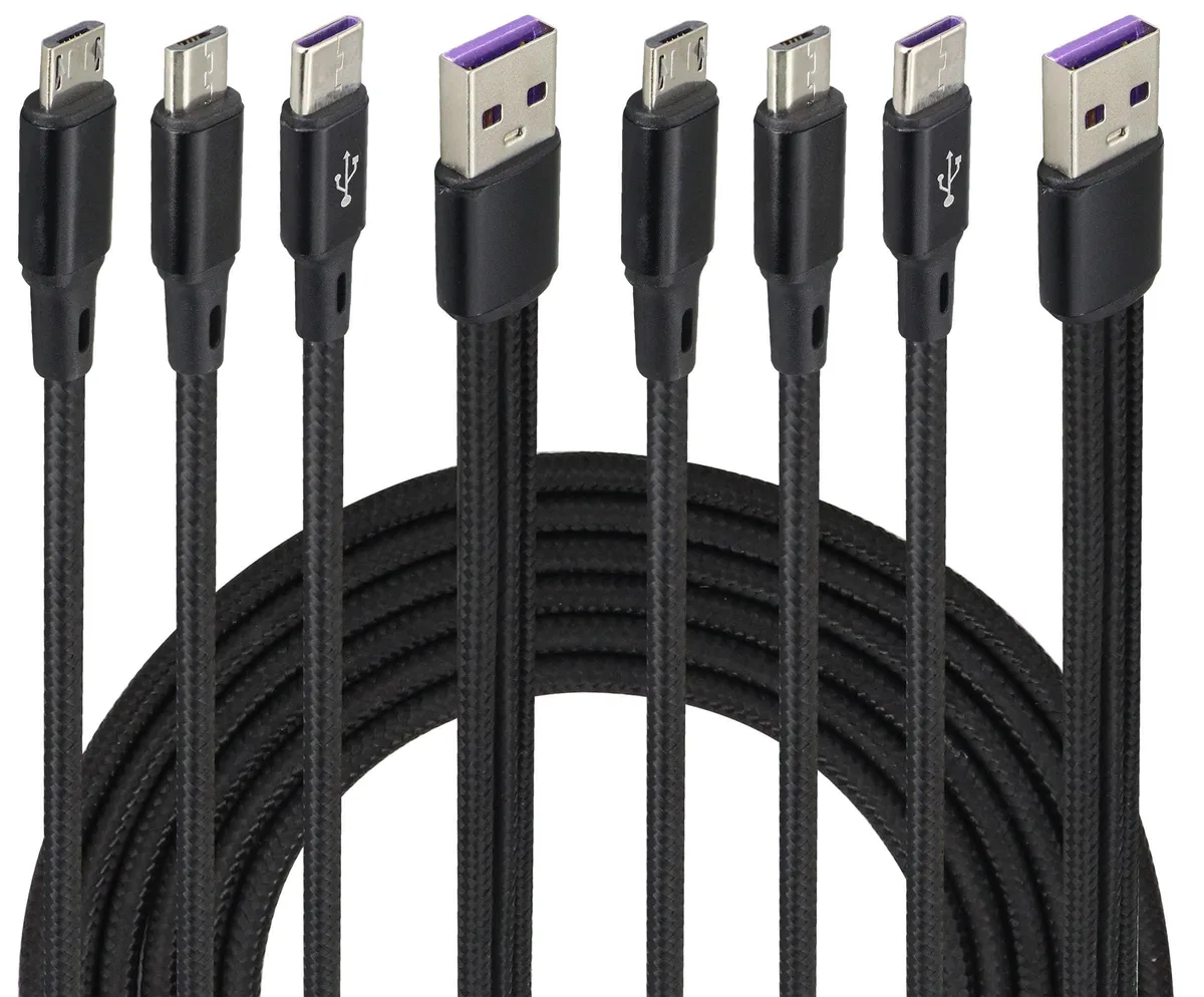BUCIER BUCIER 4Ft 2-Pack USB 2.0 A Male to 1×Type-C + 2×Micro USB Splitter Cable — product photo